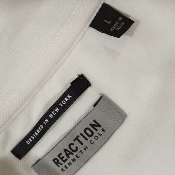 REACTION KENNETH COLE WHITE T SHORT SLEEVE POLO WITH FRONT ZIPPER L - Picture 5 of 6